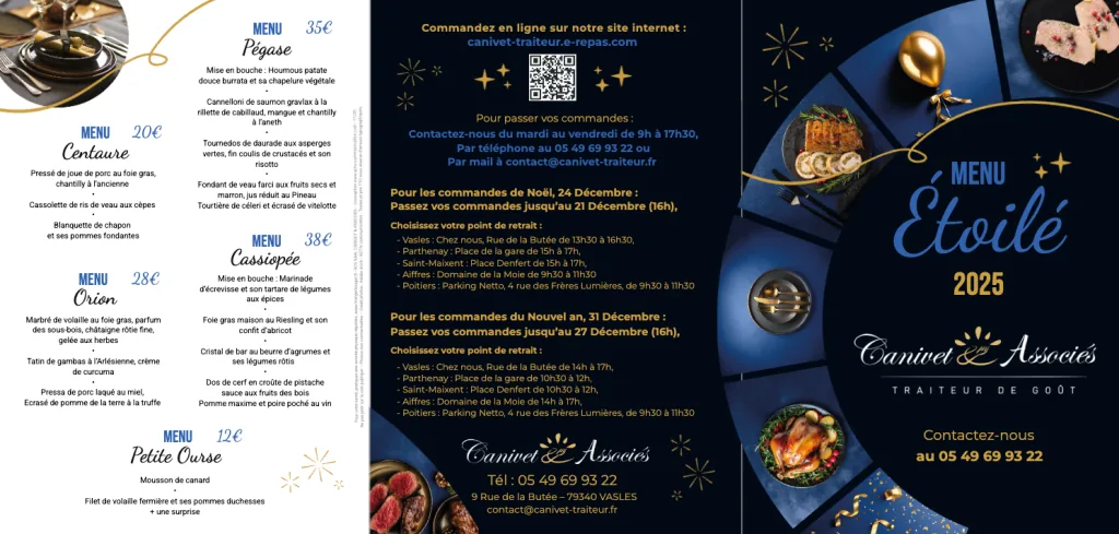 Carte traiteur festive 2025 de C le traiteur, recto